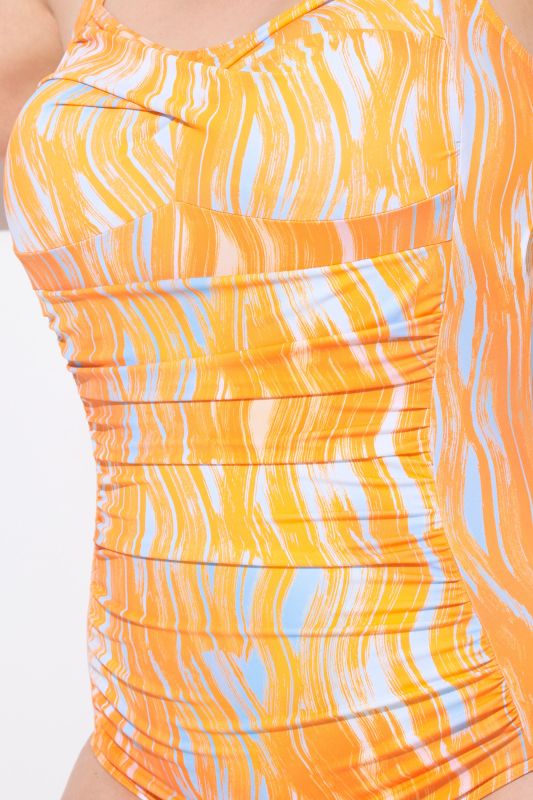 Abstract Print Ruched One Piece Swimsuit