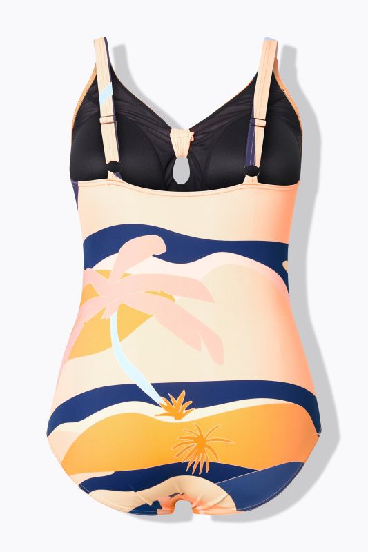 Abstract Landscape One Piece Cutout Swimsuit