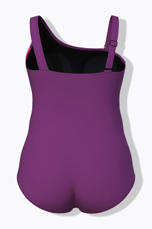 Asymmetric Color Block One Piece Swimsuit
