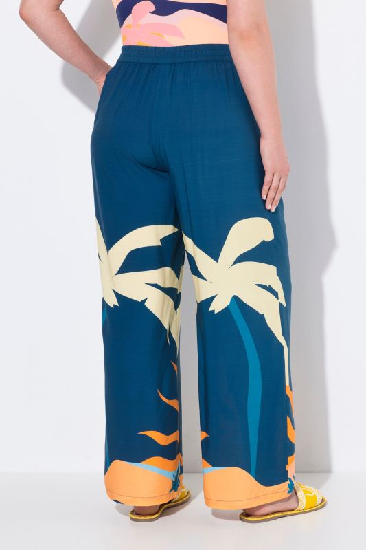 Abstract Landscape Elastic Waist Palazzo Pants