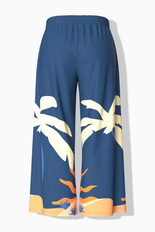 Abstract Landscape Elastic Waist Palazzo Pants