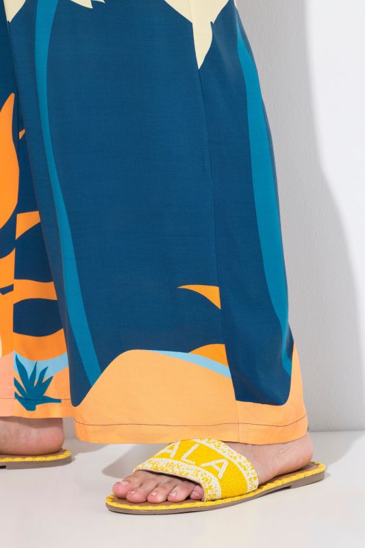 Abstract Landscape Elastic Waist Palazzo Pants
