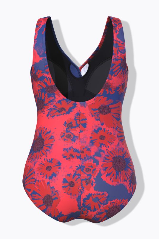 Contrast Floral Wrap Look One Piece Swimsuit