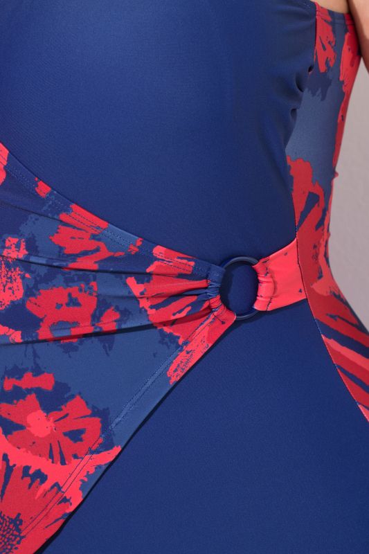 Contrast Floral Wrap Look One Piece Swimsuit