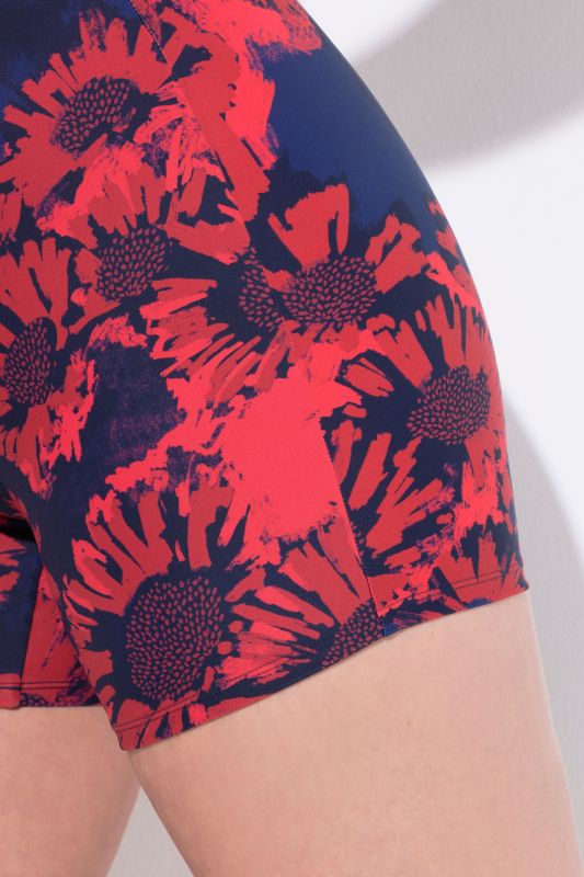 Contrast Floral Wrap Look Swim Dress