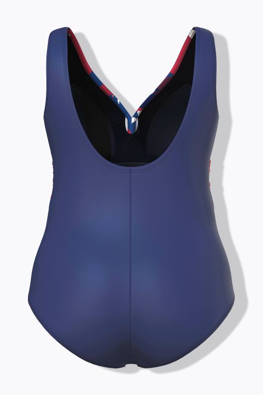 Abstract Print Crossed Front One Piece Swimsuit
