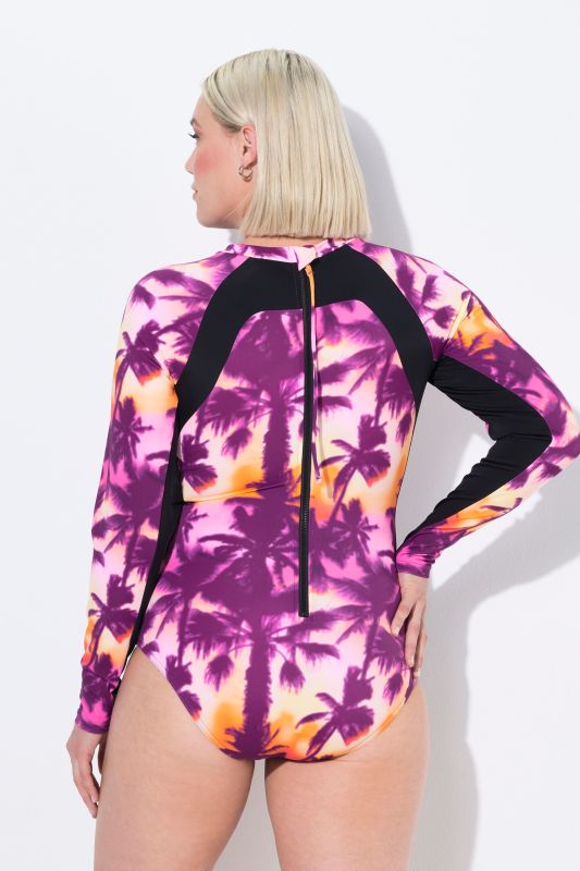 Sunset Palm Long Sleeve One Piece Swimsuit