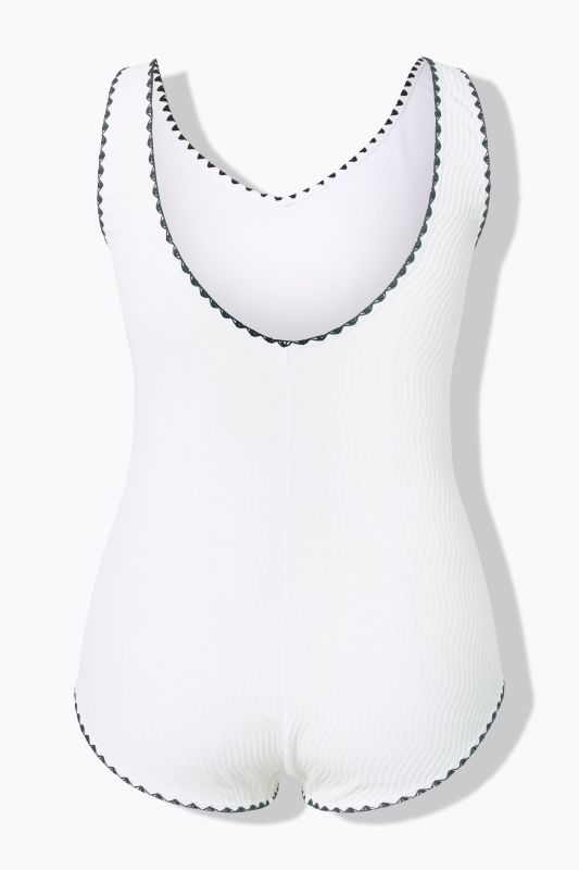 Textured Contrast Trim Cupless Swimsuit