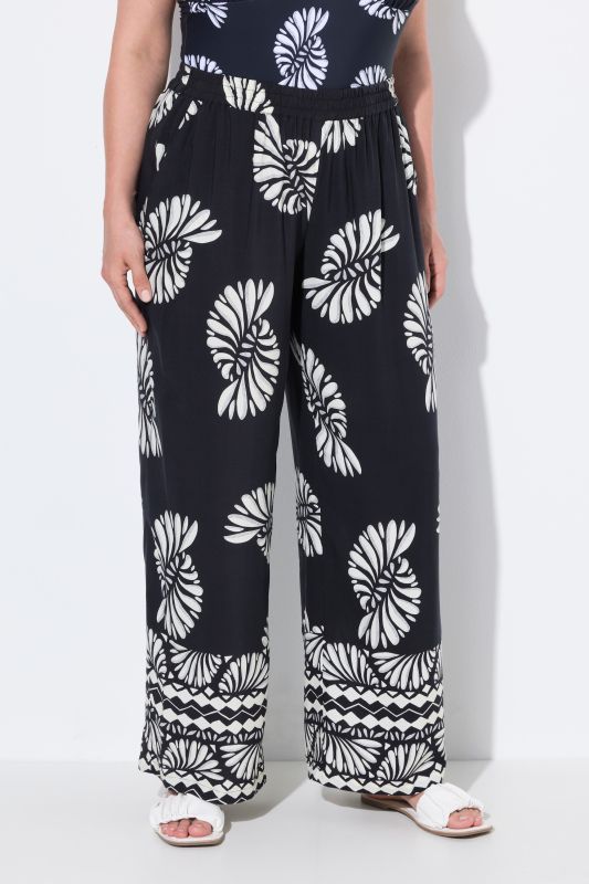 Fossil Print Elastic Waist Palazzo Pants