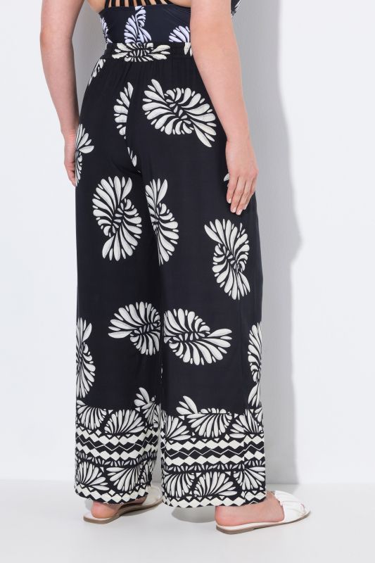 Fossil Print Elastic Waist Palazzo Pants