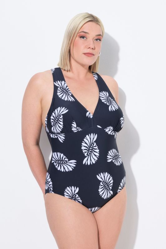 Ammonite Print Macrame Strap One Piece Swimsuit