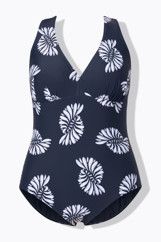 Ammonite Print Macrame Strap One Piece Swimsuit