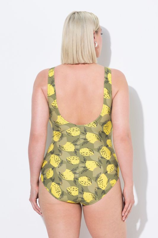 Lemon Print One Piece Cupless Swimsuit