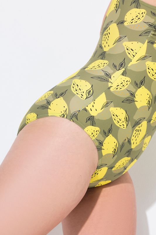 Lemon Print One Piece Cupless Swimsuit