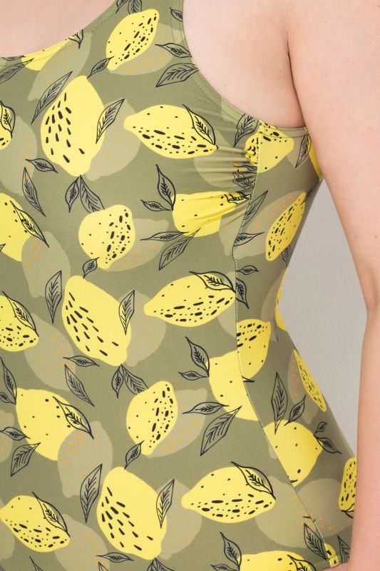 Lemon Print One Piece Cupless Swimsuit
