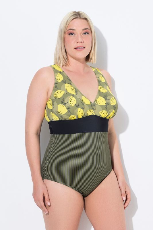 Lemon Mixed Print One Piece Swimsuit