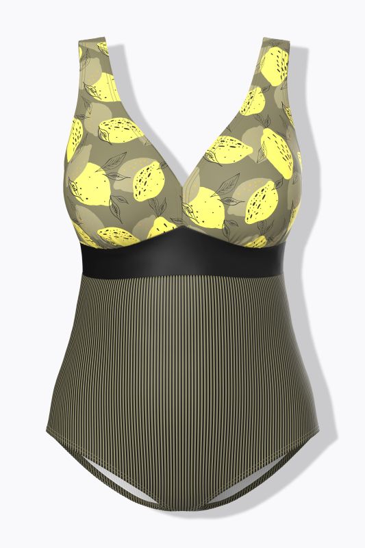 Lemon Mixed Print One Piece Swimsuit