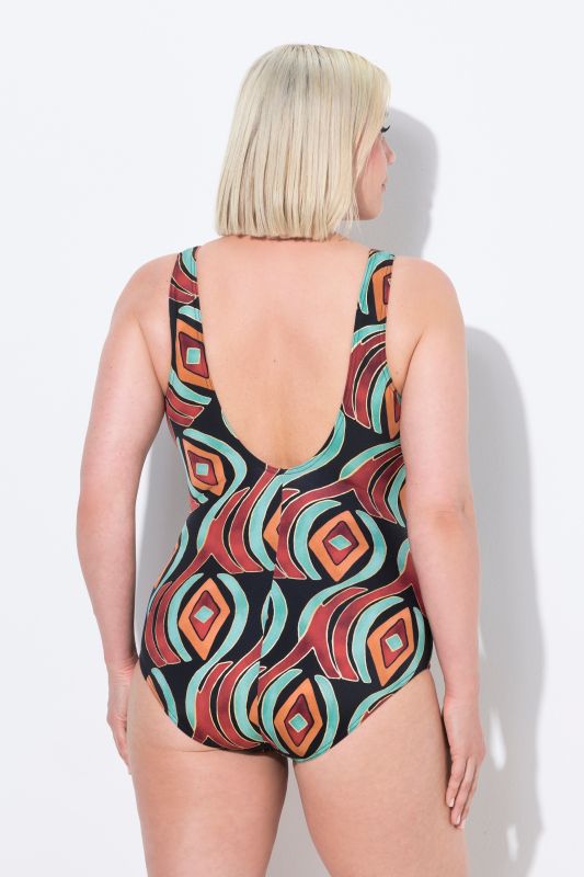 Geometric Print Sweetheart Neckline Swimsuit