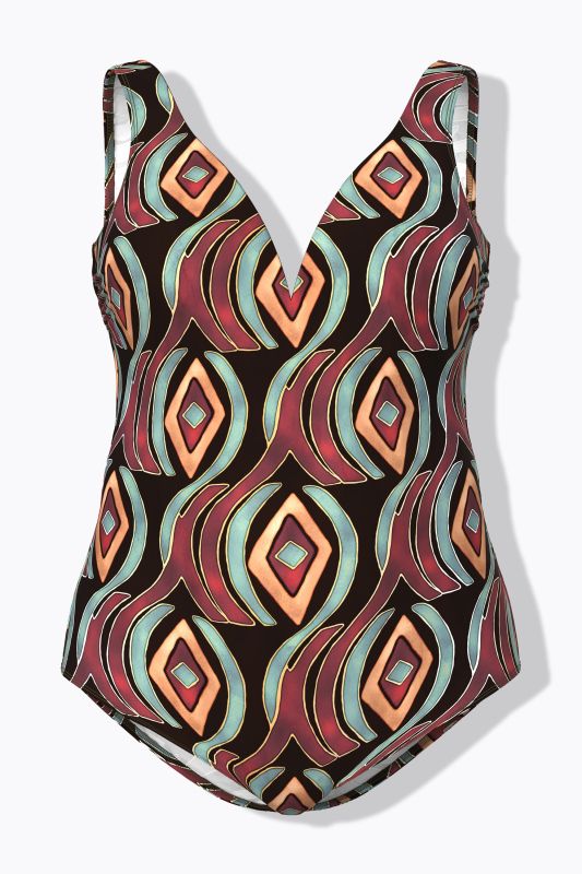 Geometric Print Sweetheart Neckline Swimsuit