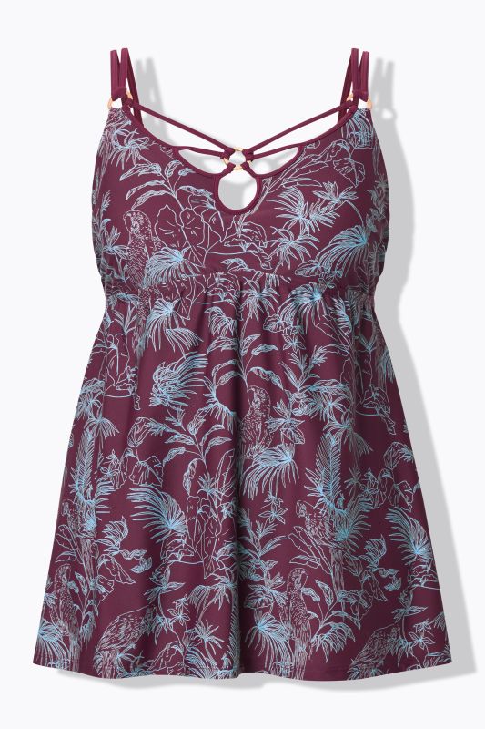 Jungle Print Cutout Neck Underwire Swim Dress