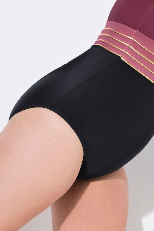 Gold Piping One Piece Colorblock Swimsuit