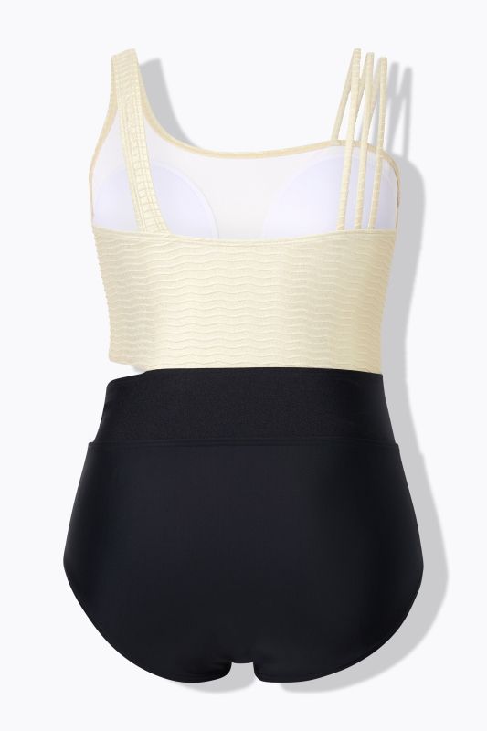 Metallic Asymmetric Cutout One Piece Swimsuit
