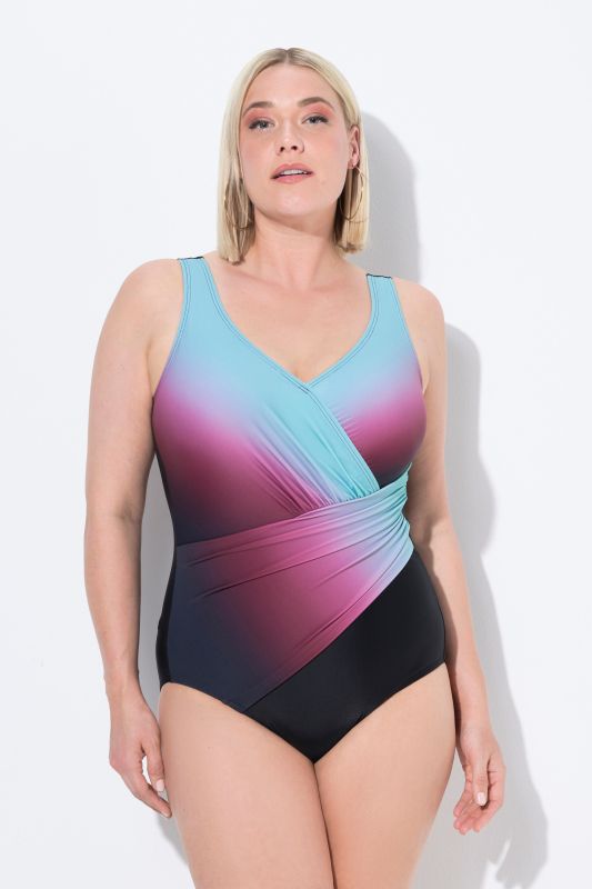 Ombre Wrap Look One Piece Swimsuit