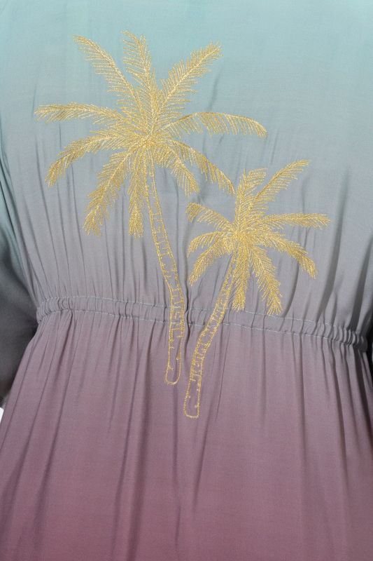 Palm Tree Gradient TIe Front Caftan