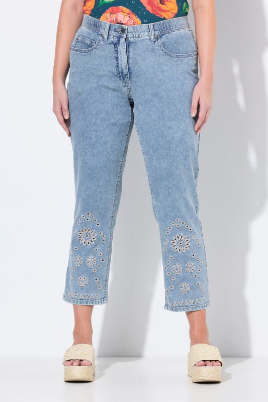 Eco Cotton Straight Leg Broderie Anglaise Jeans