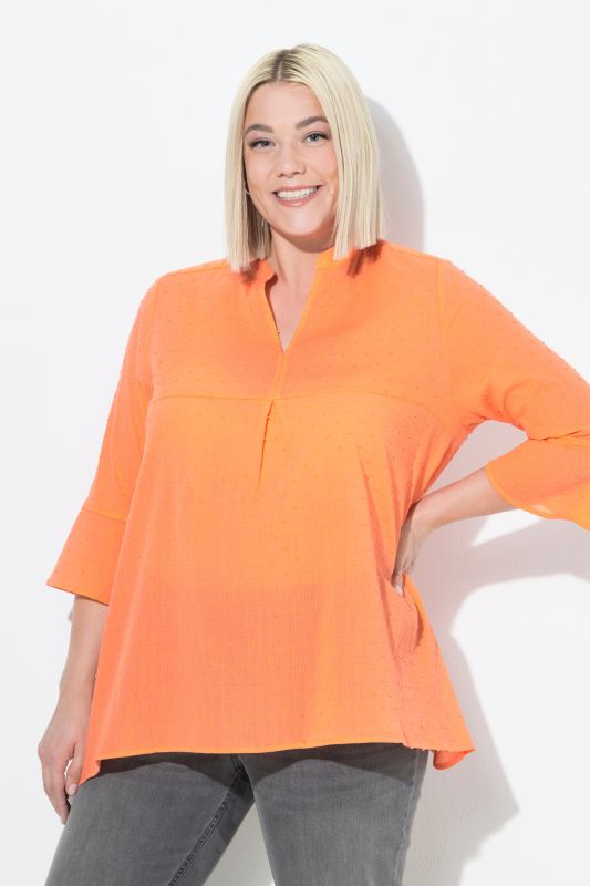 Textured 3/4 Sleeve A-Line Blouse