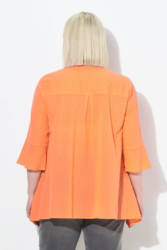 Textured 3/4 Sleeve A-Line Blouse