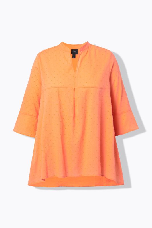 Textured 3/4 Sleeve A-Line Blouse