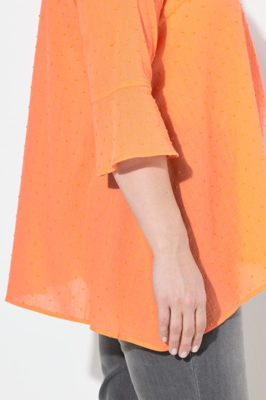 Textured 3/4 Sleeve A-Line Blouse