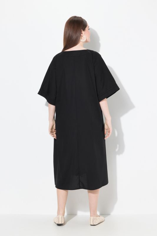 Eco Cotton Split Neck Short Sleeve Caftan Dress