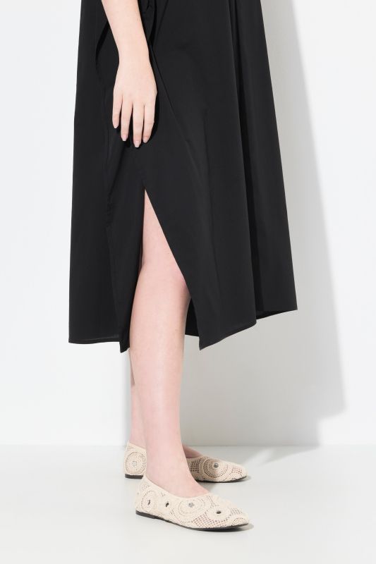 Eco Cotton Split Neck Short Sleeve Caftan Dress