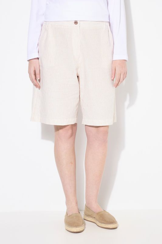 Eco Cotton Elastic Waist Pinstripe Shorts