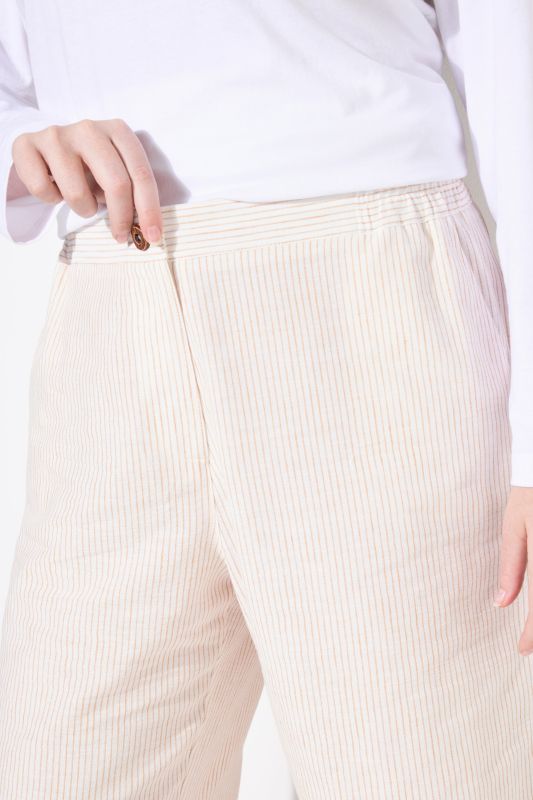 Eco Cotton Elastic Waist Pinstripe Shorts