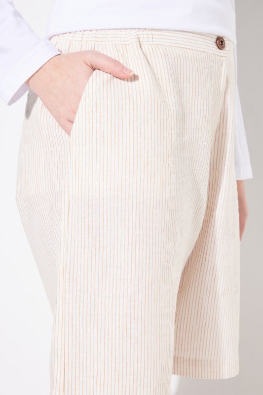 Eco Cotton Elastic Waist Pinstripe Shorts
