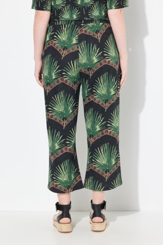 Eco Cotton Palm Print Elastic Waist Culottes