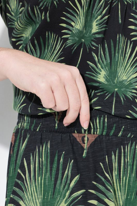 Eco Cotton Palm Print Elastic Waist Culottes