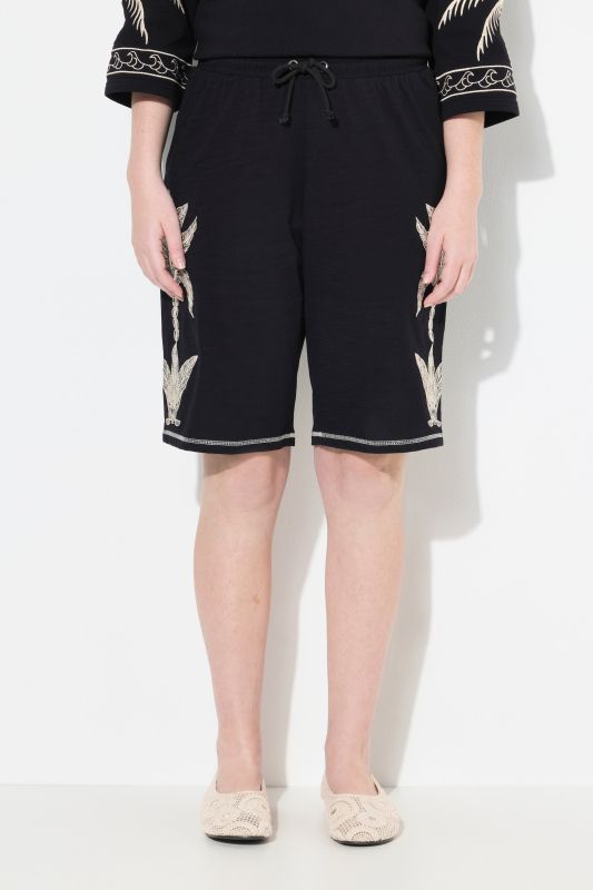 Eco Cotton Embroidered Palm Motif Shorts