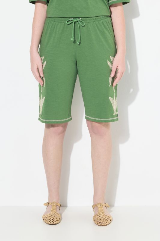 Eco Cotton Embroidered Palm Motif Shorts
