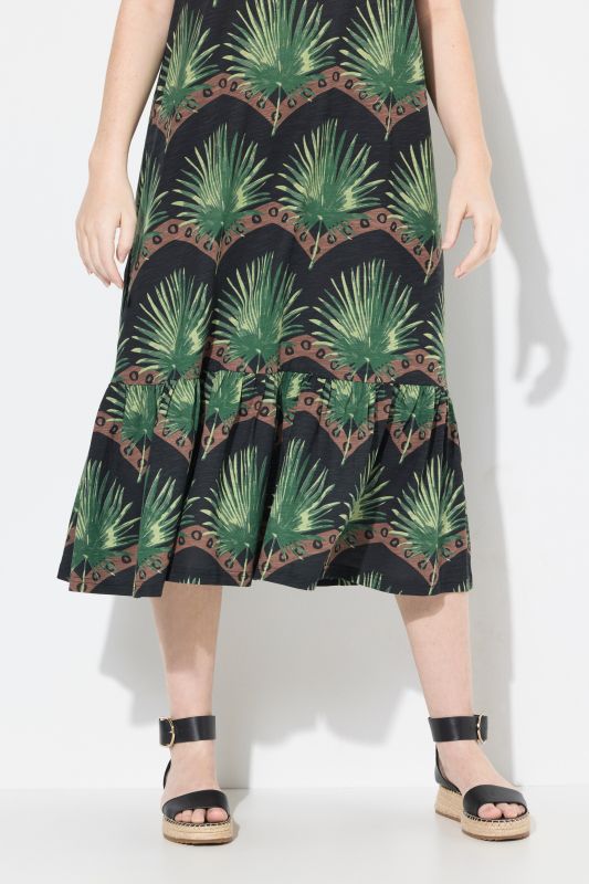 Eco Cotton Sleeveless Palm Print Dress