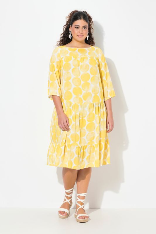 Dot Print Flounce Panel Dress