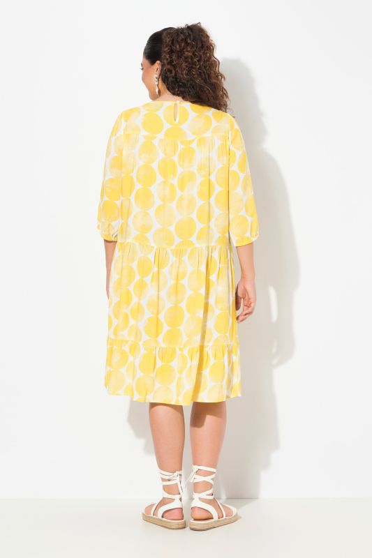 Dot Print Flounce Panel Dress