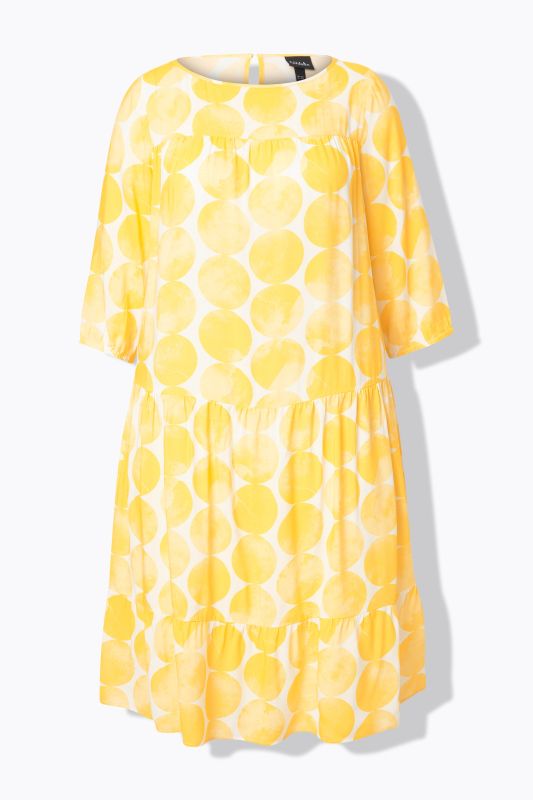 Dot Print Flounce Panel Dress