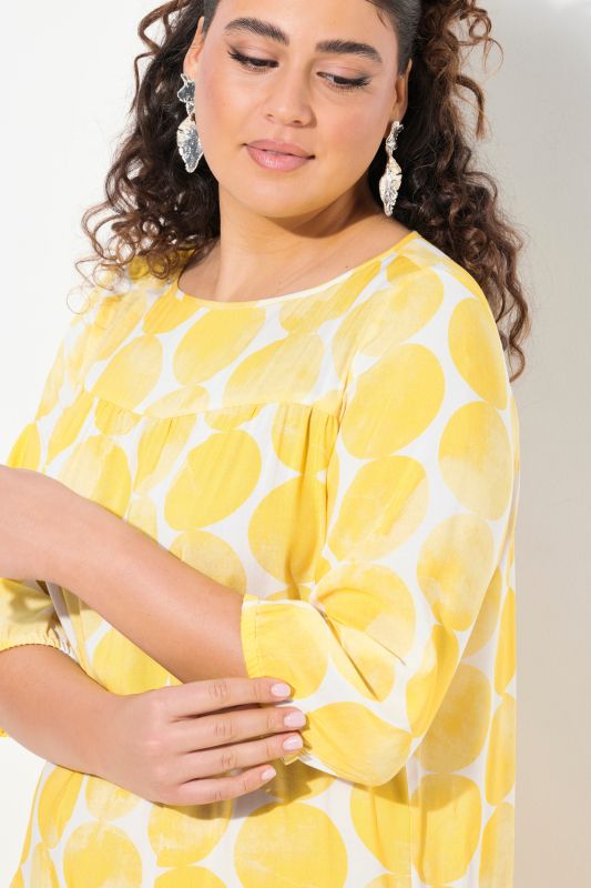 Dot Print Flounce Panel Dress