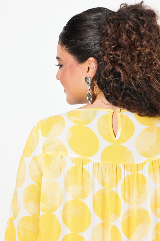 Dot Print Flounce Panel Dress
