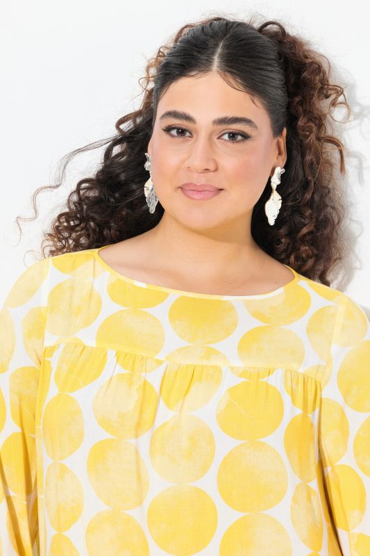 Dot Print Flounce Panel Dress