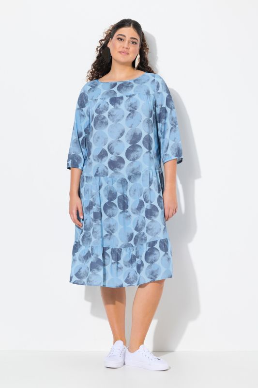 Dot Print Flounce Panel Dress